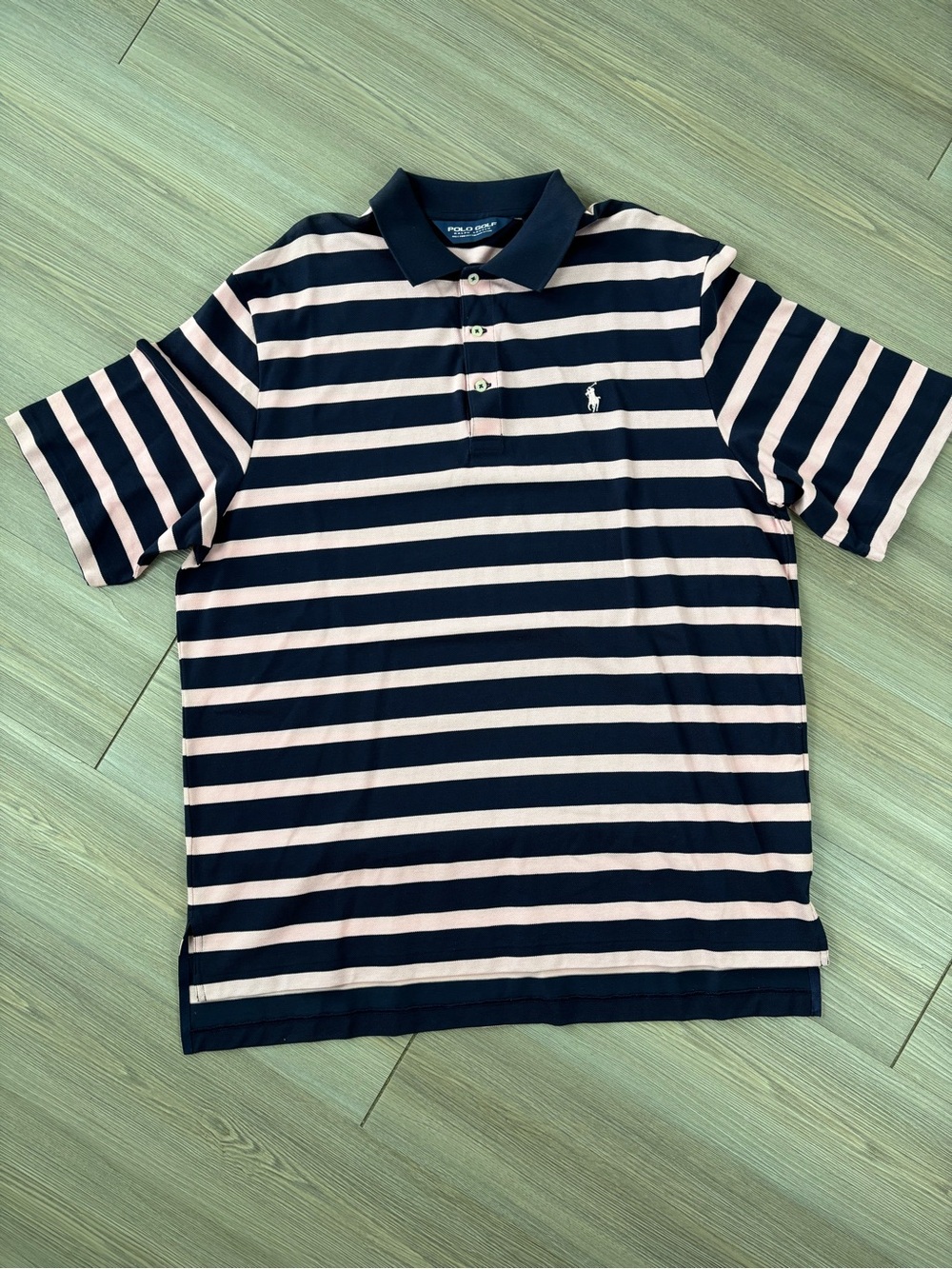 Polo Golf Ralph Lauren Navy & Light Pink Striped Short-Sleeve Polo